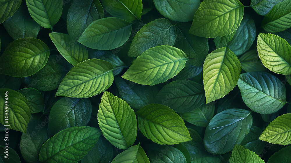 A close up of green leaves with a wet appearance A close up of green leaves with a wet appearance
