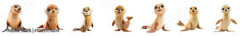 Cute little seal mascot posing, 3D cartoon illustration, isolated on white background, cute animated style, beautiful colors, generative ai