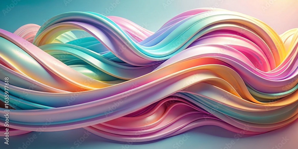 Abstract 3D Render of Intertwined Pastel Waves, 3D Rendering, Abstract Art, Colorful Waves Abstract 3D Render of Intertwined Pastel Waves, 3D Rendering, Abstract Art, Colorful Waves