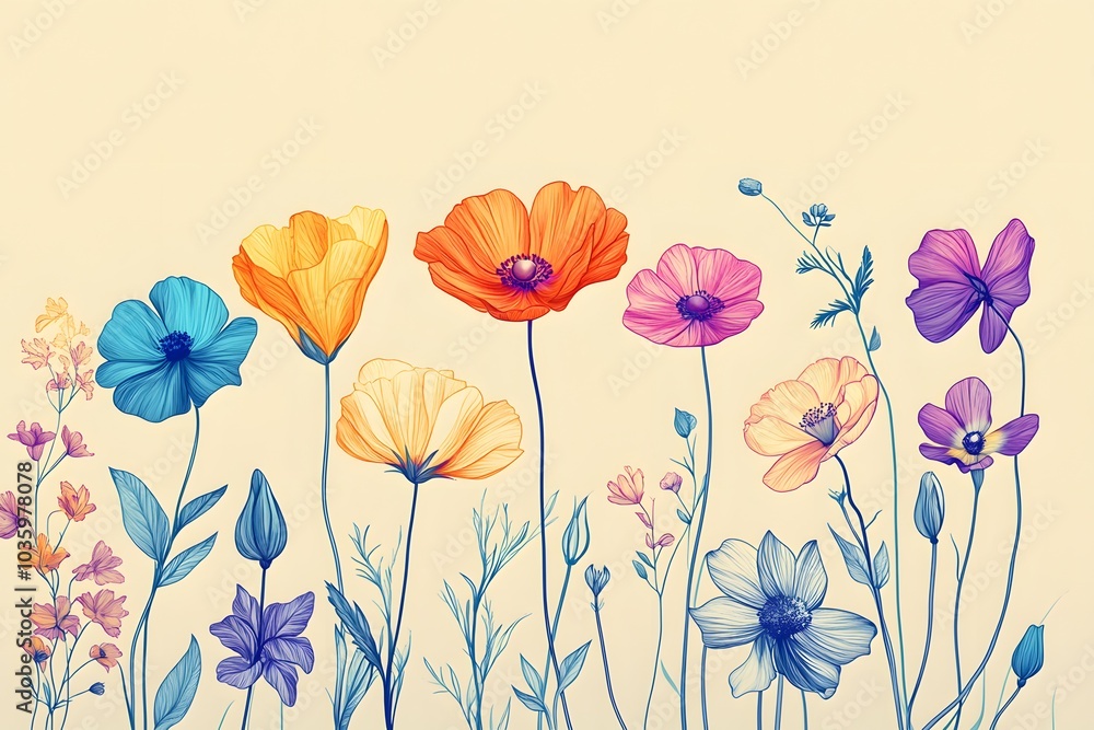 Simple floral line art illustration Simple floral line art illustration
