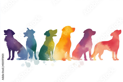 Colorful Silhouettes of Dogs in a Row photo