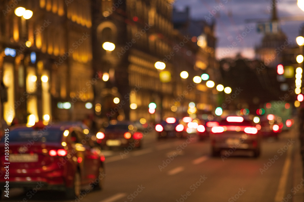 blurred abstract urban background, night city street with busy traffic blurred abstract urban background, night city street with busy traffic