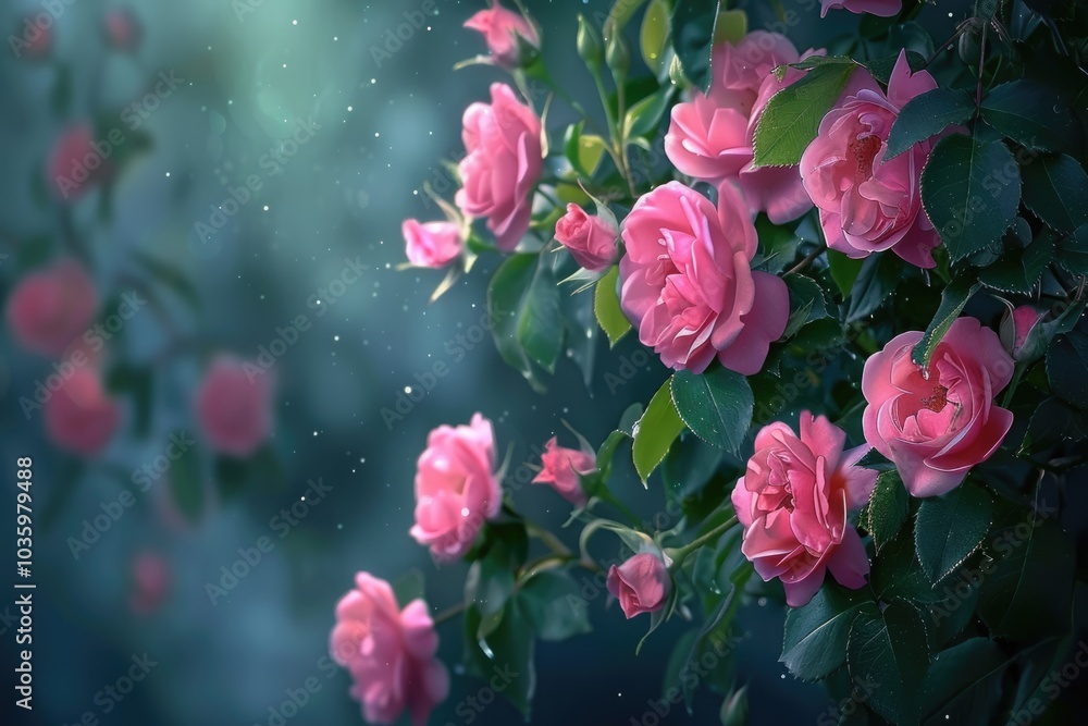 custom made wallpaper toronto digitalDark background with beautiful pink Damask roses. Luxurious romantic wallpaper.