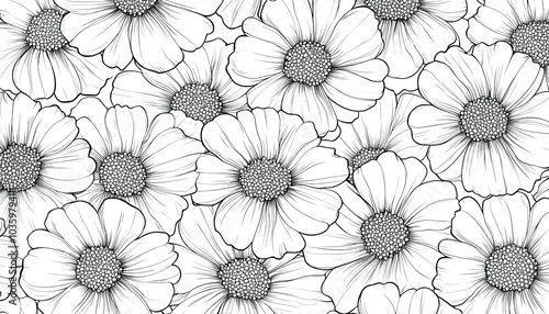 Black and White Floral Pattern Seamless Design