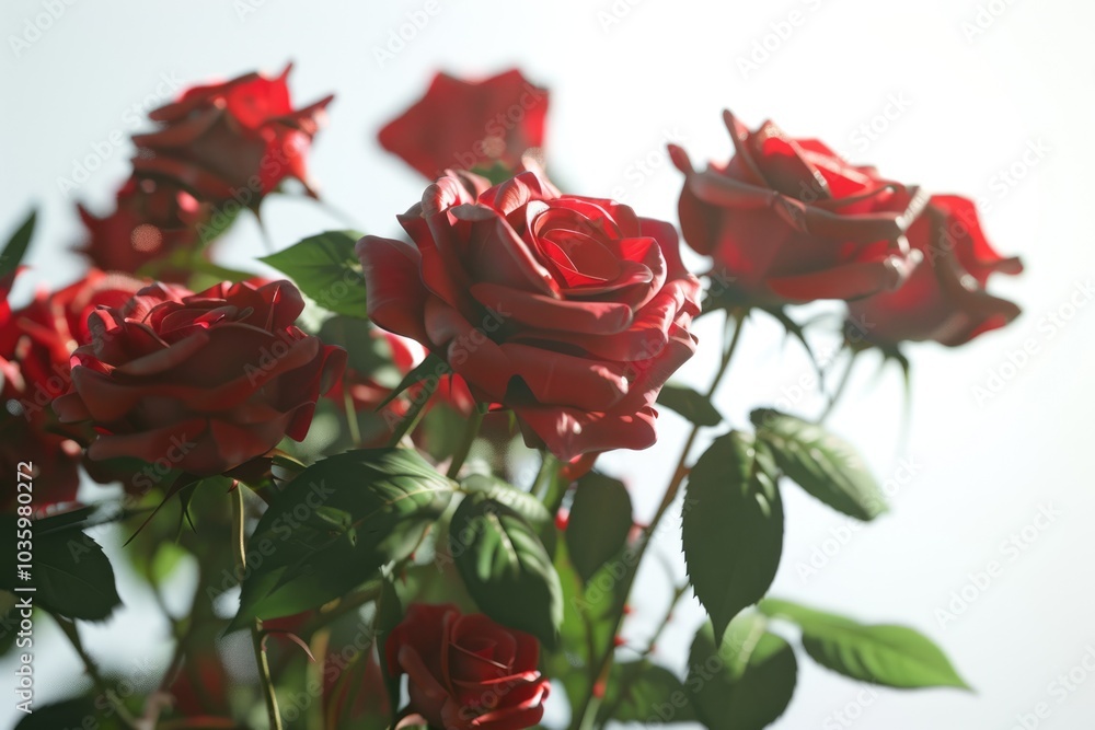 Fototapeta premium Bouquet of red roses on white background