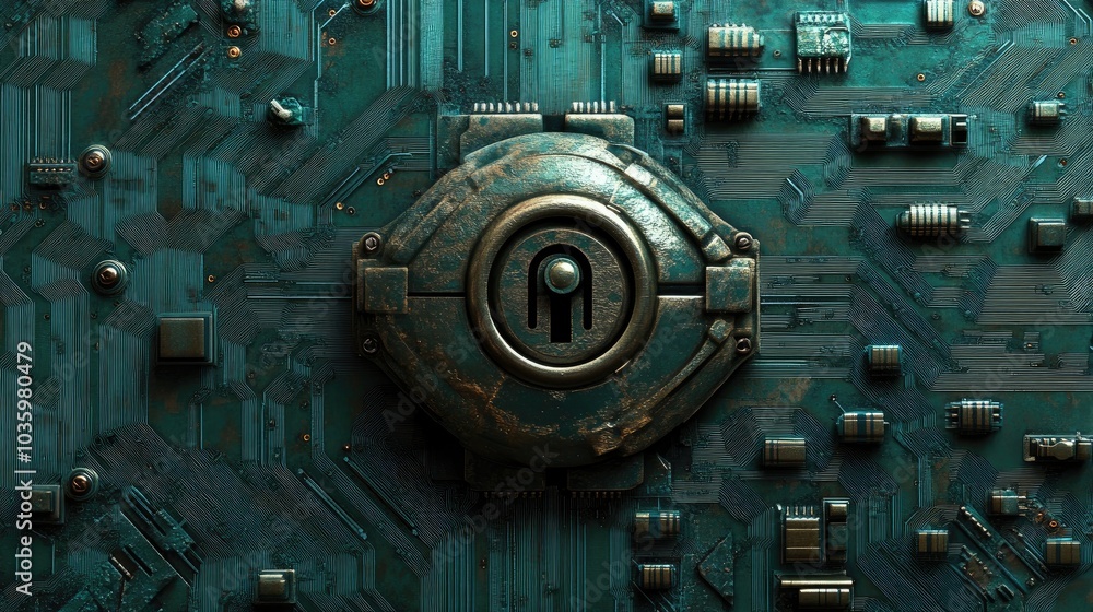 Fototapeta premium Circuit board and locking mechanism