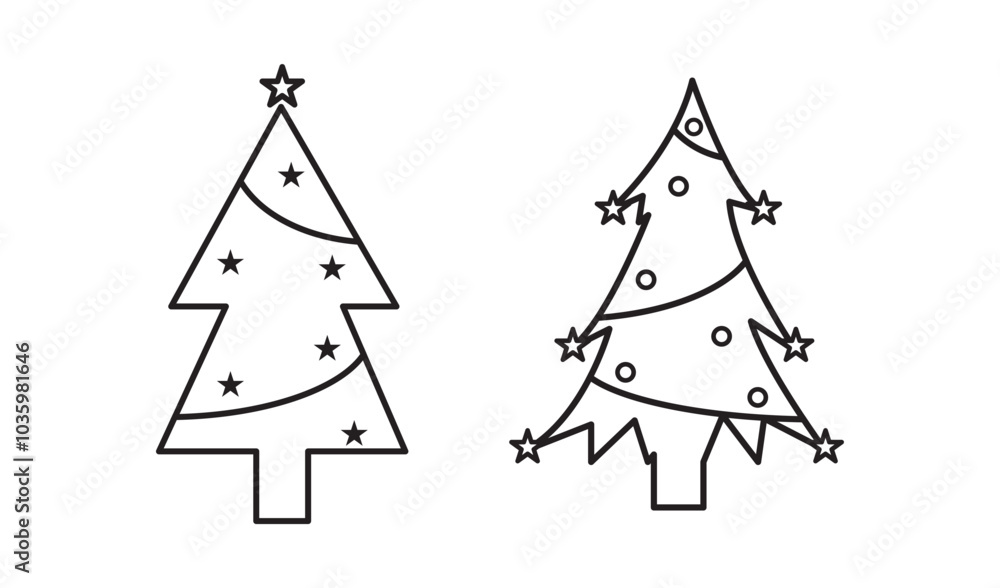 Isolated christmas tree icon with star Isolated christmas tree icon with star