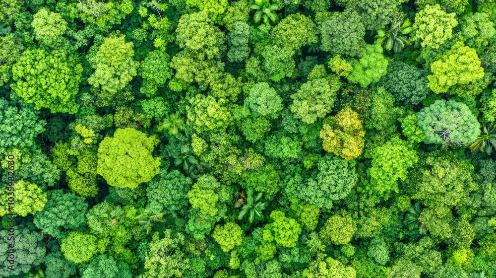 Naklejka premium Aerial View of Lush Green Rainforest Canopy