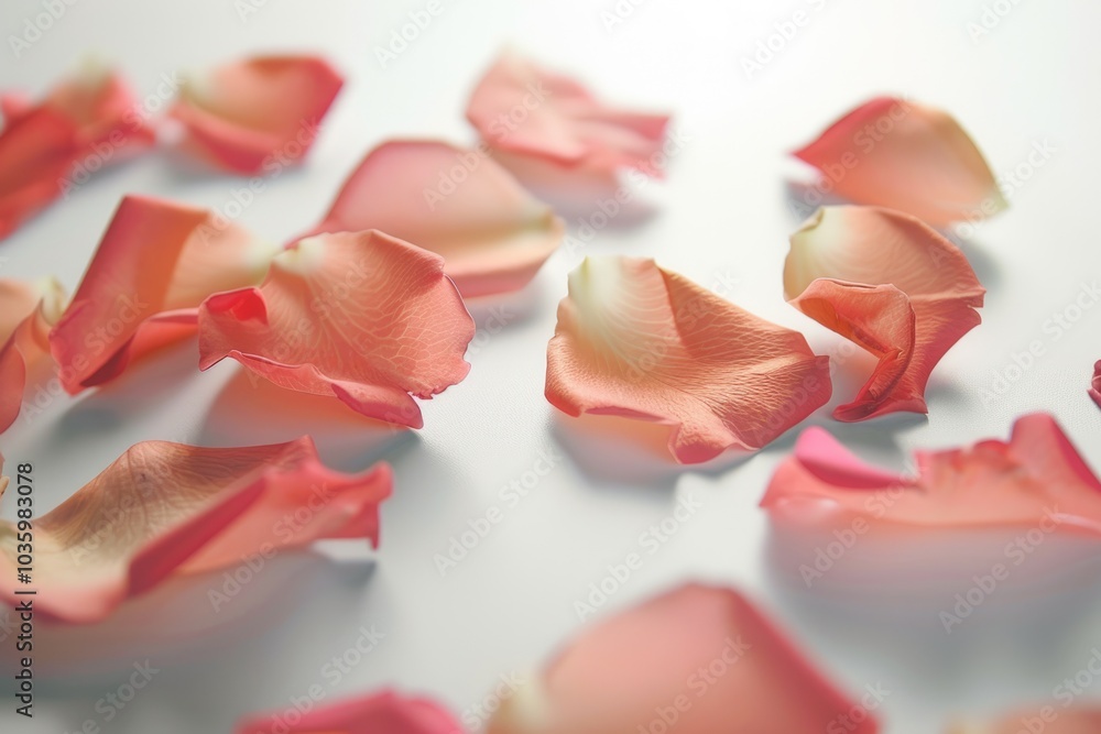 Random rose petals against white background. Great for presentations forms and ad print. Random rose petals against white background. Great for presentations forms and ad print.