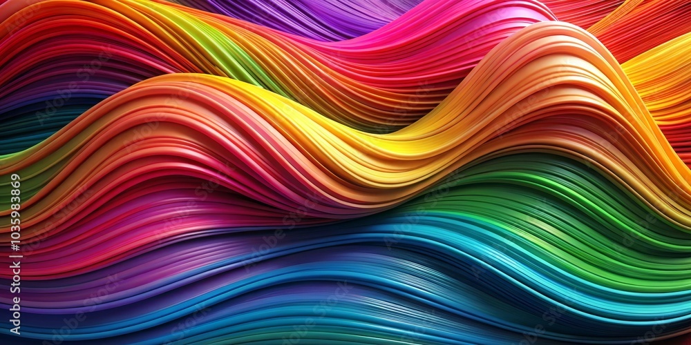 Abstract Rainbow Waves, 3D Rendering, Digital Art, Colorful, Gradient Abstract Rainbow Waves, 3D Rendering, Digital Art, Colorful, Gradient