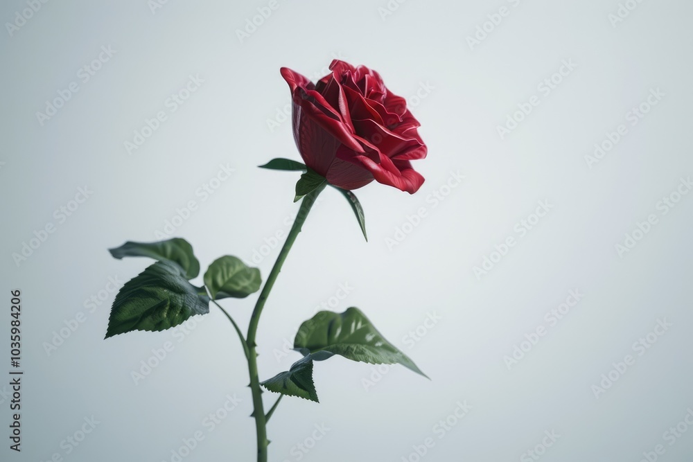 Fototapeta premium Red rose on white background repeated.