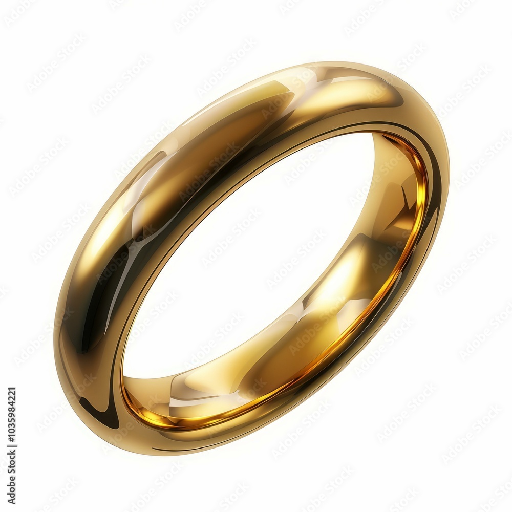 Polished gold ring is shining while laying on a white background Polished gold ring is shining while laying on a white background