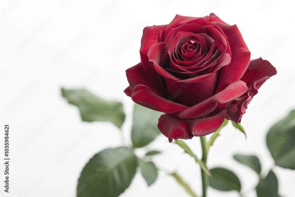 Fototapeta premium Red rose on white background repeated.