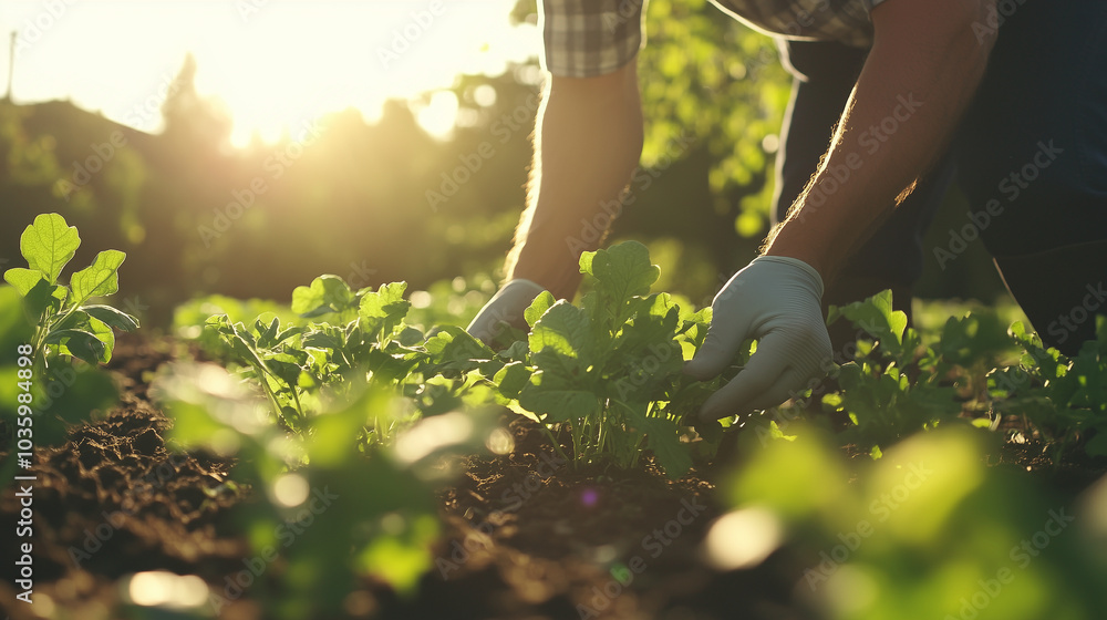 Fototapeta premium Person planting trees