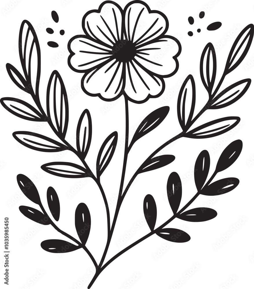 This is an illustration of flowers in a simple and modern line art style. This is an illustration of flowers in a simple and modern line art style.