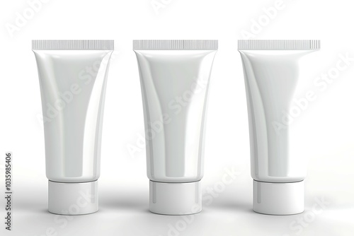 White cosmetic tube set isolated on white background. photo