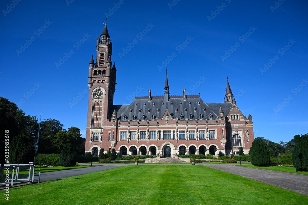 The Peace Palace in The Hague, Netherlands.  International Court of Justice in The Hague .
