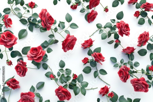 Red roses on white background