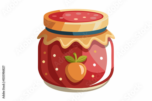 Rhubarb jam in glass jar and fresh rhubarb vector illustration