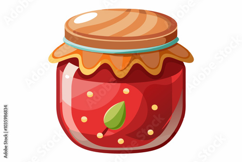 Rhubarb jam in glass jar and fresh rhubarb vector illustration