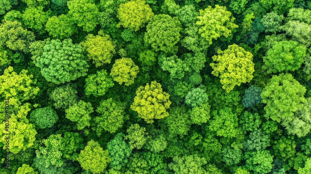 Naklejka premium Aerial View of Lush Green Forest Canopy