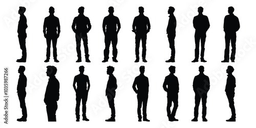 Man silhouettes set, people pack of vector silhouette design, isolated background