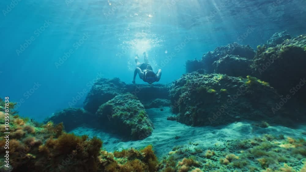 Young Woman Enjoying Snorkeling in Tropical Waters - Ocean Adventure and Tourism. High quality 4k footage Young Woman Enjoying Snorkeling in Tropical Waters - Ocean Adventure and Tourism. High quality 4k footage