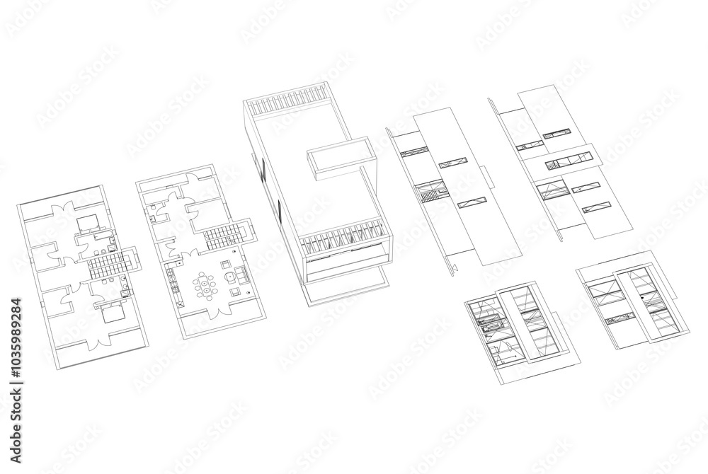 Architectural drawings 3d illustration 3d rendering Architectural drawings 3d illustration 3d rendering