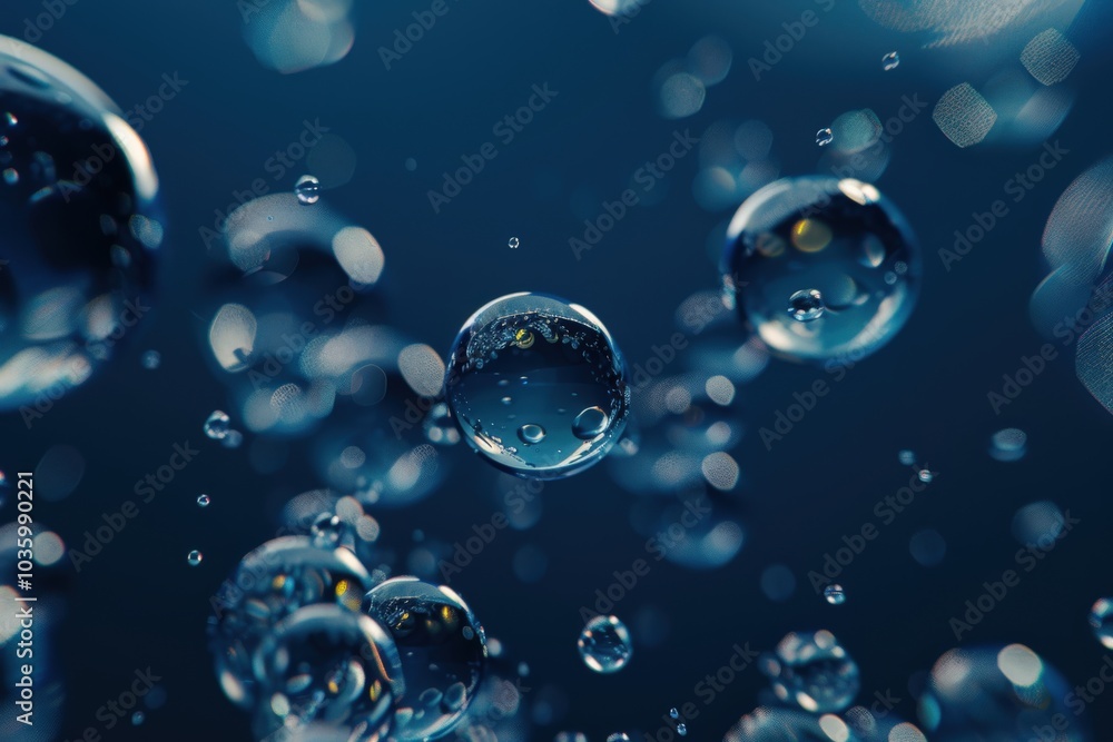 Abstract Blue Background with Water Droplets and Bubbles Abstract Blue Background with Water Droplets and Bubbles