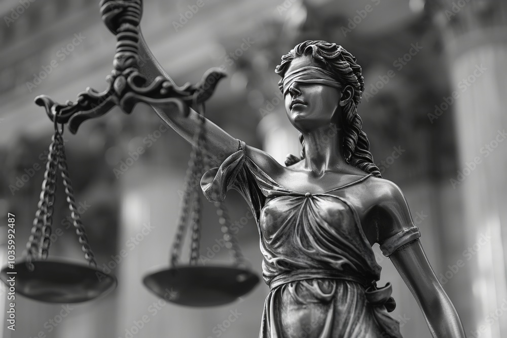 Blindfolded Statue of Justice Holding Scales Blindfolded Statue of Justice Holding Scales