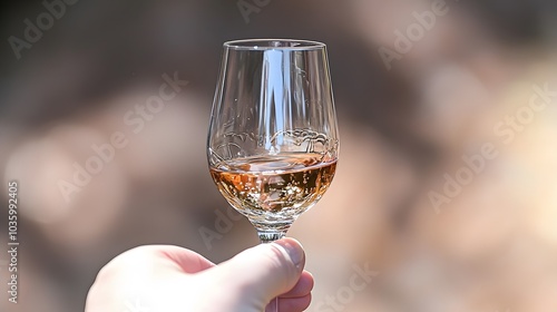 Plum Wine Tasting: A connoisseur swirling Umeshu in a tulip-shaped glass, savoring its sweet and tart notes.  photo