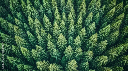 Wallpaper Mural Aerial View of a Dense Evergreen Forest Torontodigital.ca