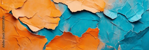 Wallpaper Mural Abstract torn paper texture background in vibrant blue and orange hues. This image symbolizes creativity, contrast, layering, transformation, and artistic expression. Torontodigital.ca