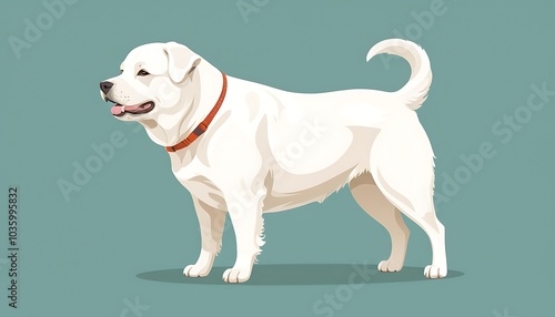 white dog animal  real or illustration vector art image, background solid color. ganarated by ai image. photo