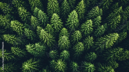 Aerial View of Evergreen Forest Canopy