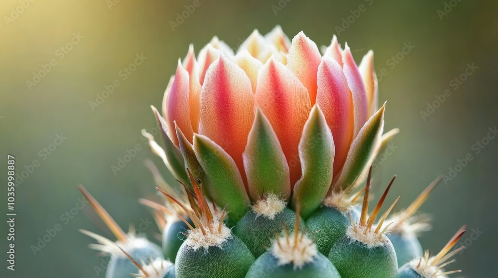 Vibrant Cactus Flower Bud in Natural Environment Vibrant Cactus Flower Bud in Natural Environment