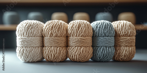 Elegant skeins of wool in a textured background photo