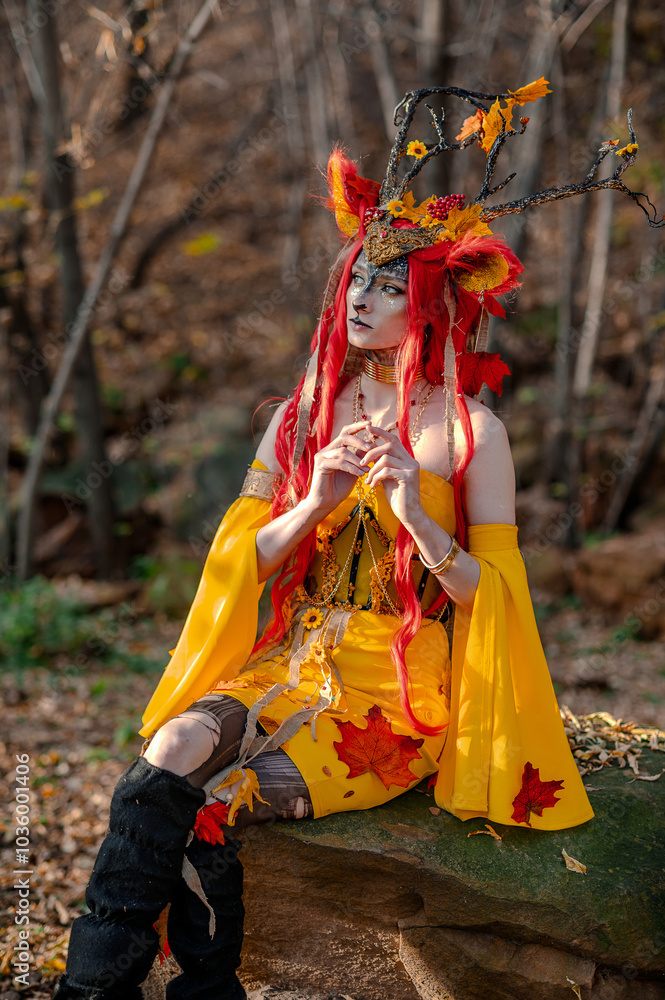 Deer girl in the autumn forest Deer girl in the autumn forest