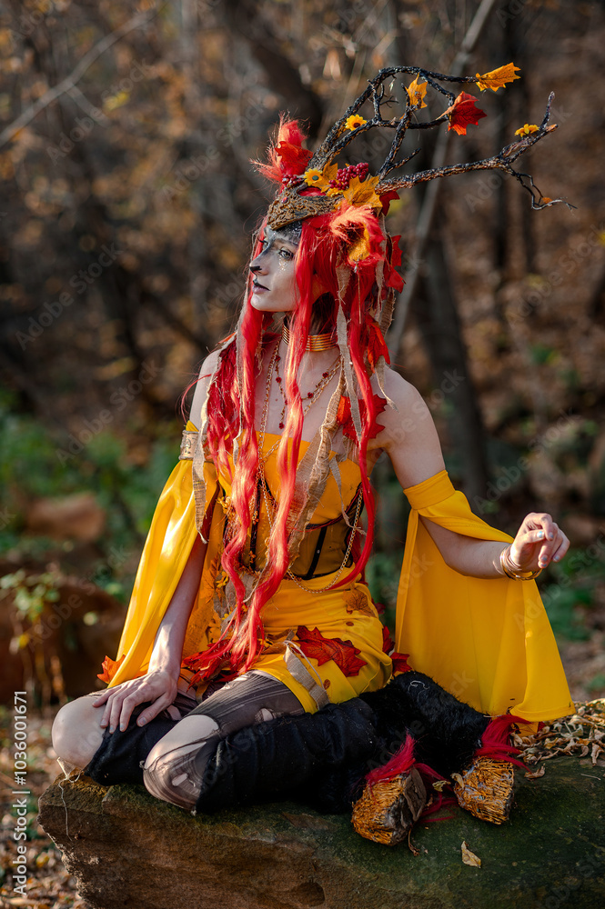 Deer girl in the autumn forest Deer girl in the autumn forest