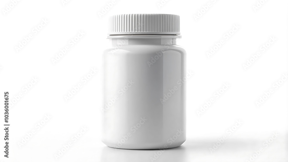 white plastic medicine jar mockup isolated on white background white plastic medicine jar mockup isolated on white background