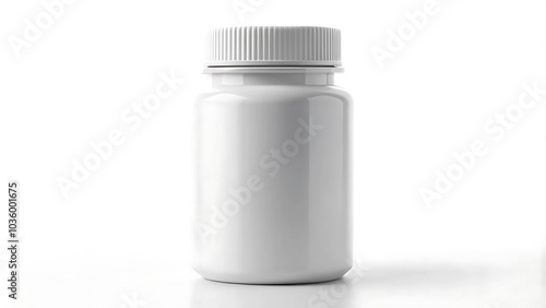 white plastic medicine jar mockup isolated on white background