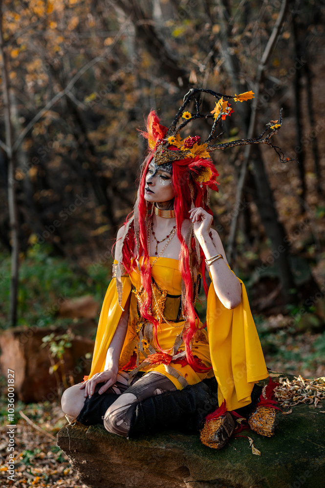 Deer girl in the autumn forest Deer girl in the autumn forest