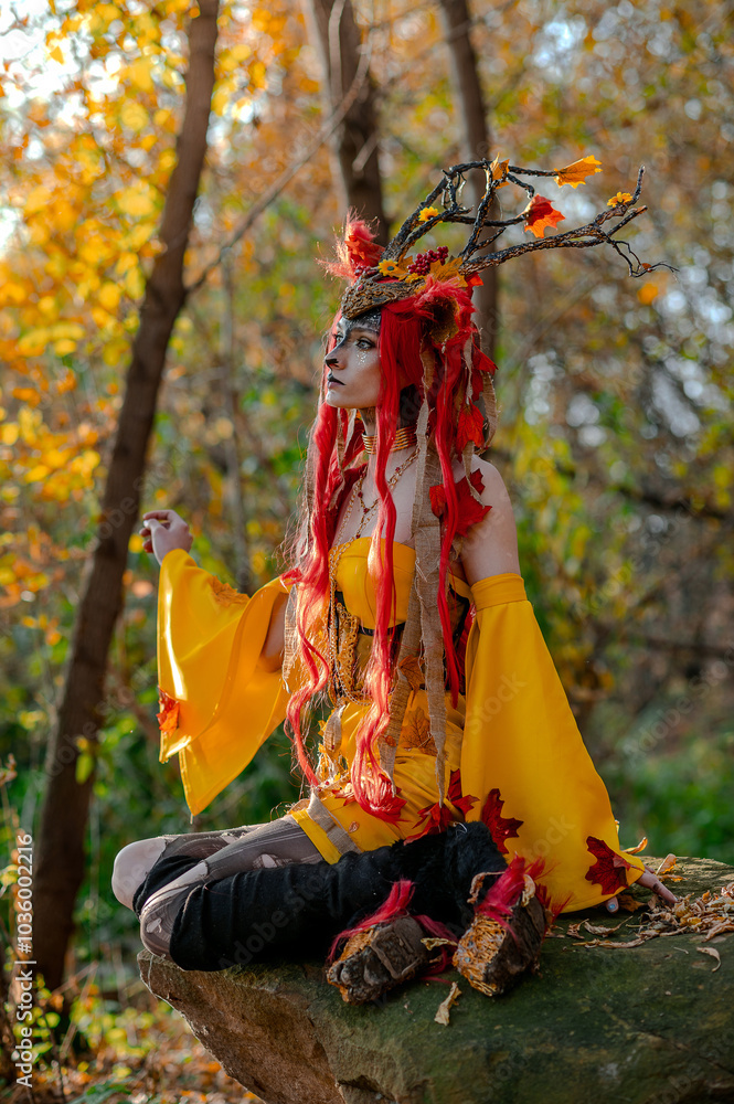 Deer girl in the autumn forest Deer girl in the autumn forest