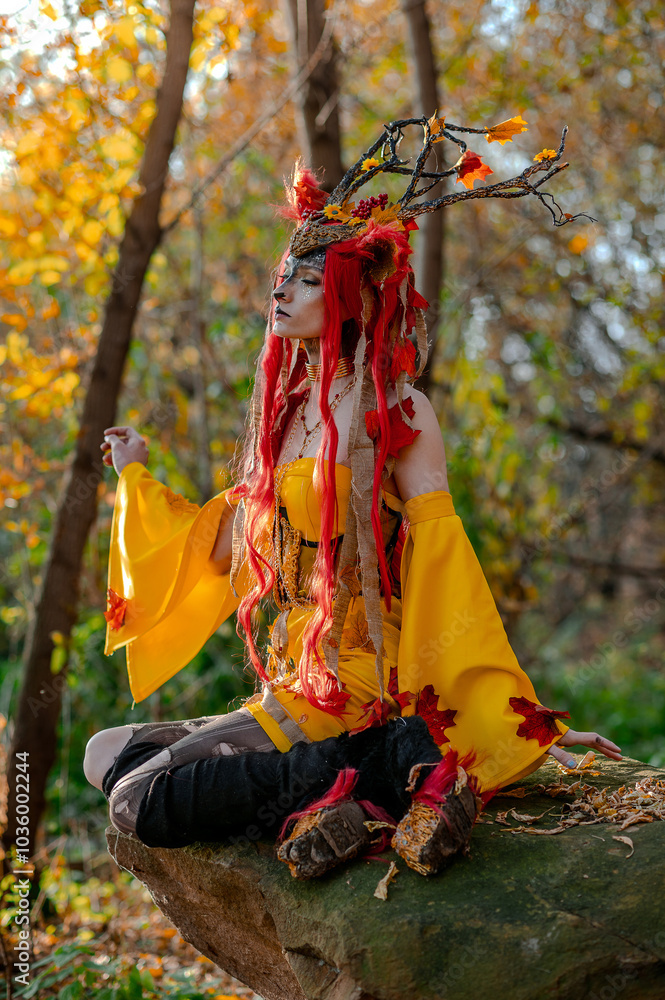 Deer girl in the autumn forest Deer girl in the autumn forest