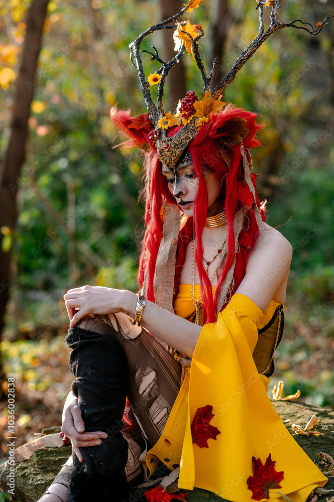 Deer girl in the autumn forest Deer girl in the autumn forest