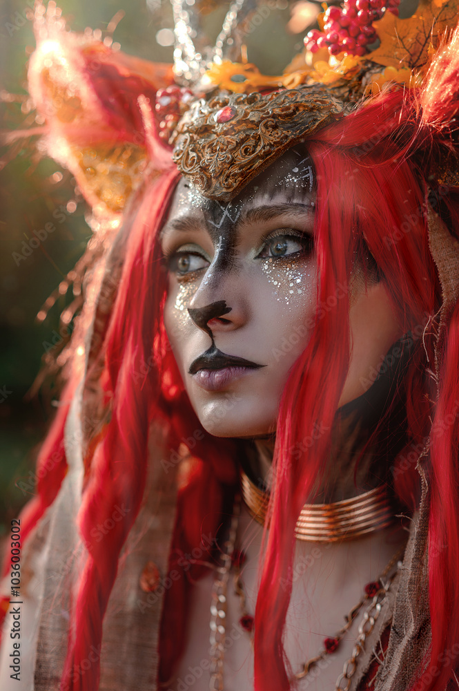 Deer girl in the autumn forest Deer girl in the autumn forest