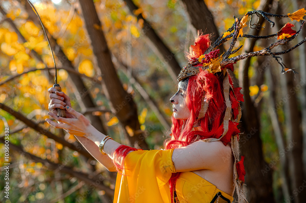 Deer girl in the autumn forest Deer girl in the autumn forest