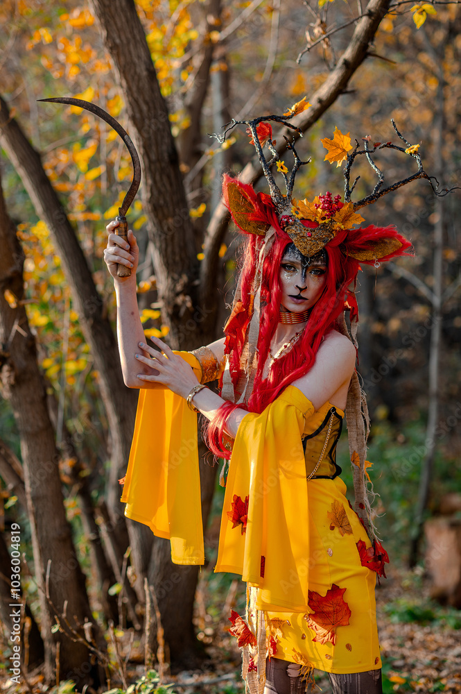 Deer girl in the autumn forest Deer girl in the autumn forest