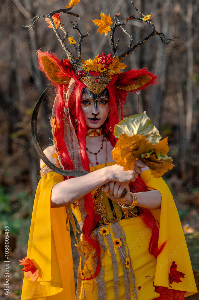 Deer girl in the autumn forest Deer girl in the autumn forest