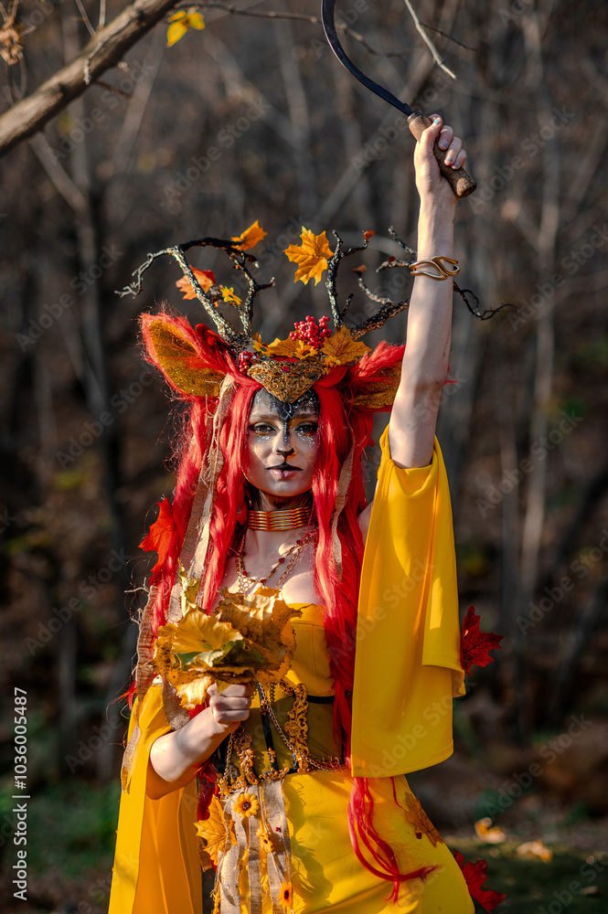 Deer girl in the autumn forest Deer girl in the autumn forest